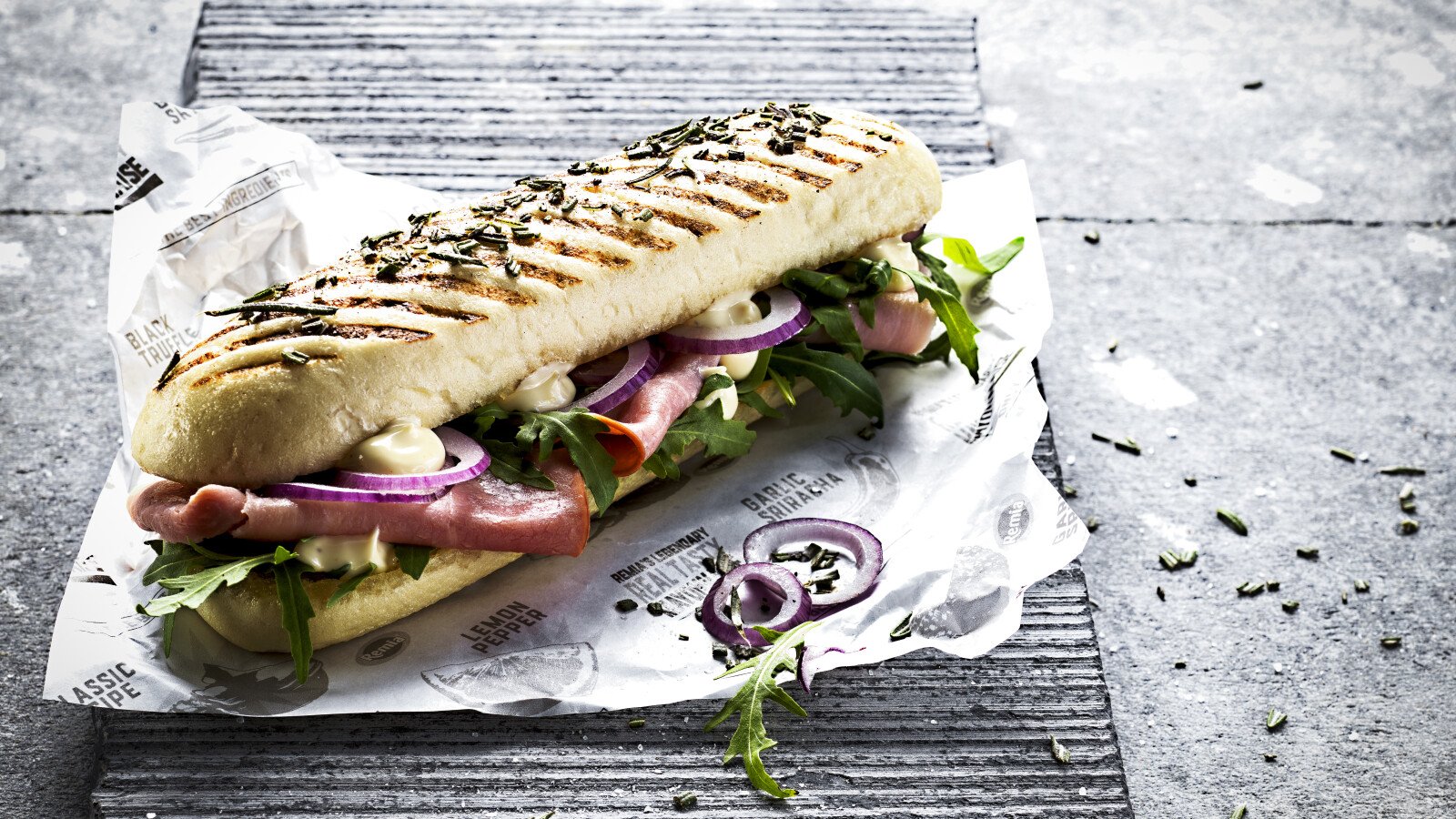 Recept Remia Legendary Panini met ham en Black Truffle mayonaise