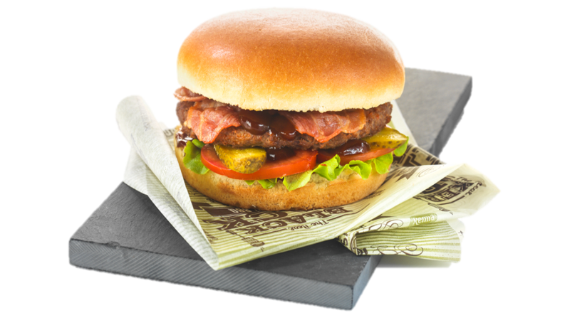 Remia Hamburger op stenen plank met folie Burger en Grill