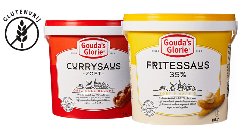 Gouda's Glorie Fritessaus emmer 10L en Currysaus emmer 10L glutenvrij 3