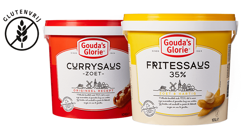 Gouda's Glorie Fritessaus emmer 10L en Currysaus emmer 10L glutenvrij 3