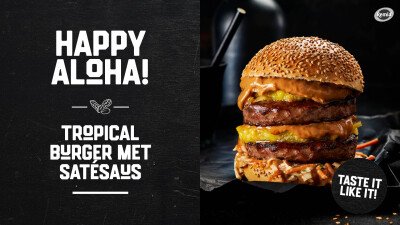 Burger met ananas en satésaus