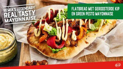 Narrowcasting Remia Legendary Flatbread met geroosterde kip en Green Pesto Mayonnaise