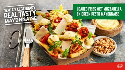 Narrowcasting Remia Legendary Loaded Fries met mozzarella en Green Pesto Mayonnaise