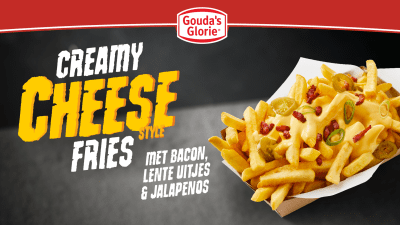 Narrowcasting Gouda's Glorie Chili Cheese fries kreukel jalapeno, bacon en lente uit