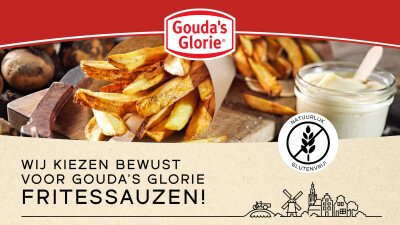 Narrowcasting Gouda's Glorie puntzak friet met fritessaus glutenvrij