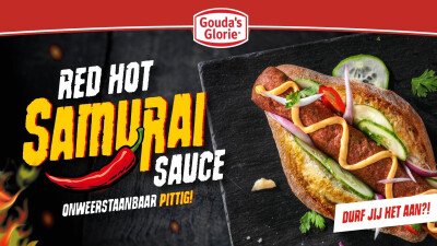 Narrowcasting Gouda's Glorie Red Hot Samurai broodje frikandel