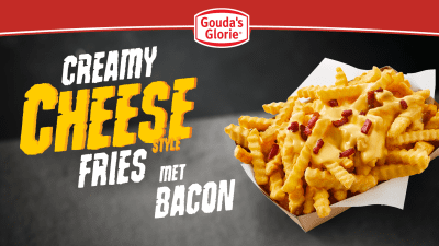 Narrowcasting Gouda's Glorie Creamy Cheese Style curly Fries met bacon