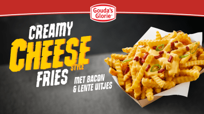 Narrowcasting Gouda's Glorie Creamy Cheese Style bacon en ui