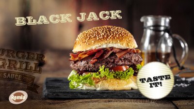 Narrowcasting Remia hamburger met black jack smokey BBQ sauce