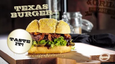 Narrowcasting Remia Texas hamburger met Smokey BBQ sauce