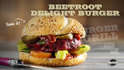 Narrowcasting Remia hamburger beetroot delight met Burger Relish saus