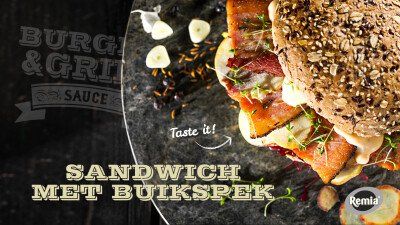 Narrowcasting Remia sandwich met buikspek en American Garlic saus