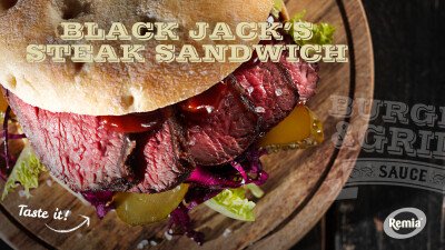 Narrowcasting Remia Smokey BBQ sauce black jack's broodje steak sandwich