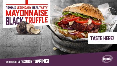 Narrowcasting Remia Legendary Black Truffle mayonaise hamburger taste here