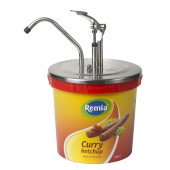Remia, 10 liter dispenser, dispenser, curry, rood gele emmer